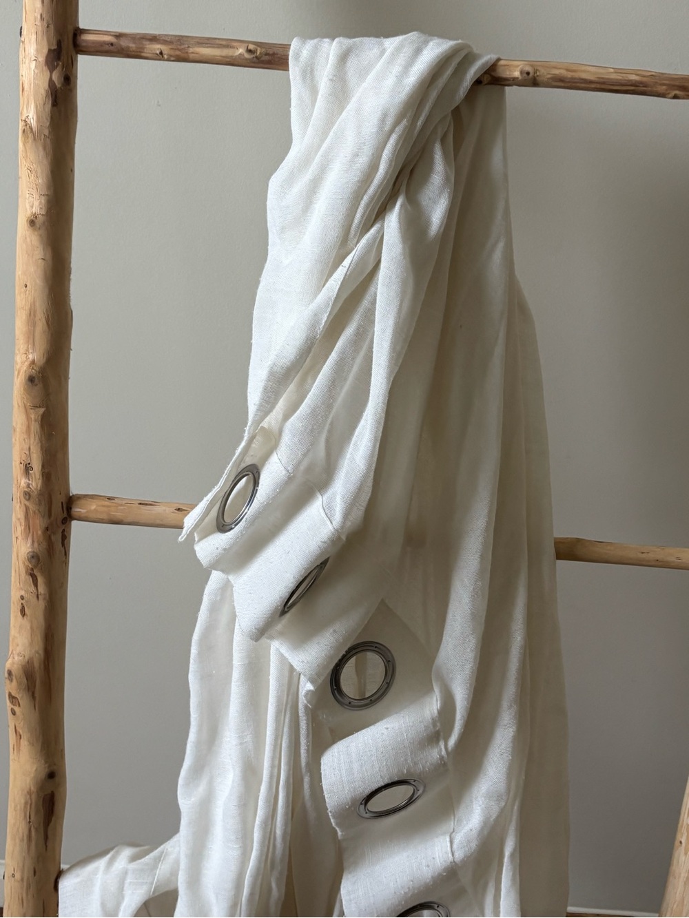 Four extra long Neutral Ivory Grommet Curtain Panels